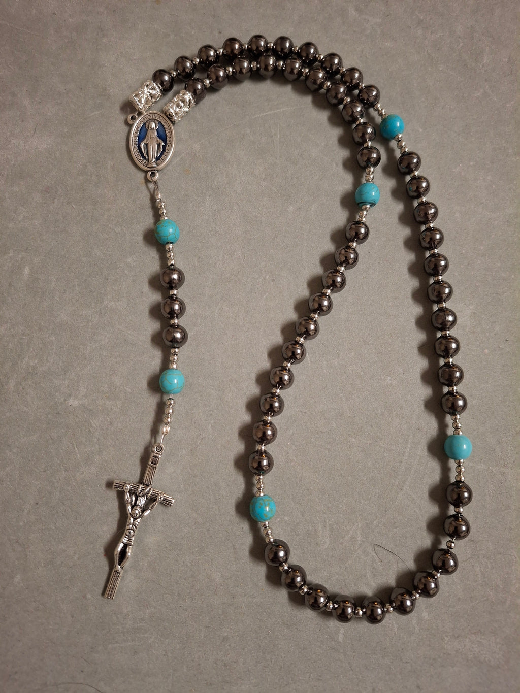 Teal and Black Rosary