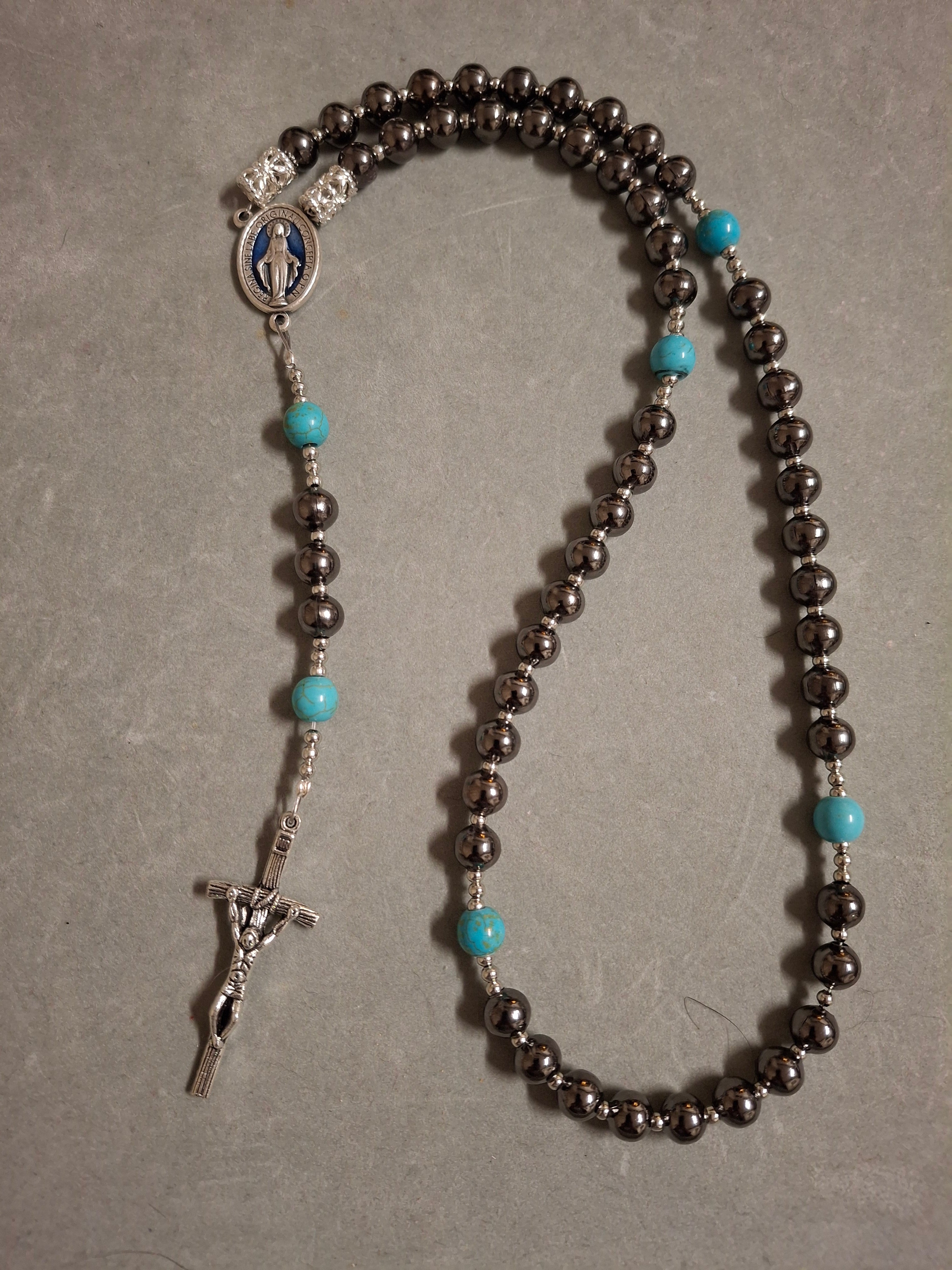 Teal and Black Rosary