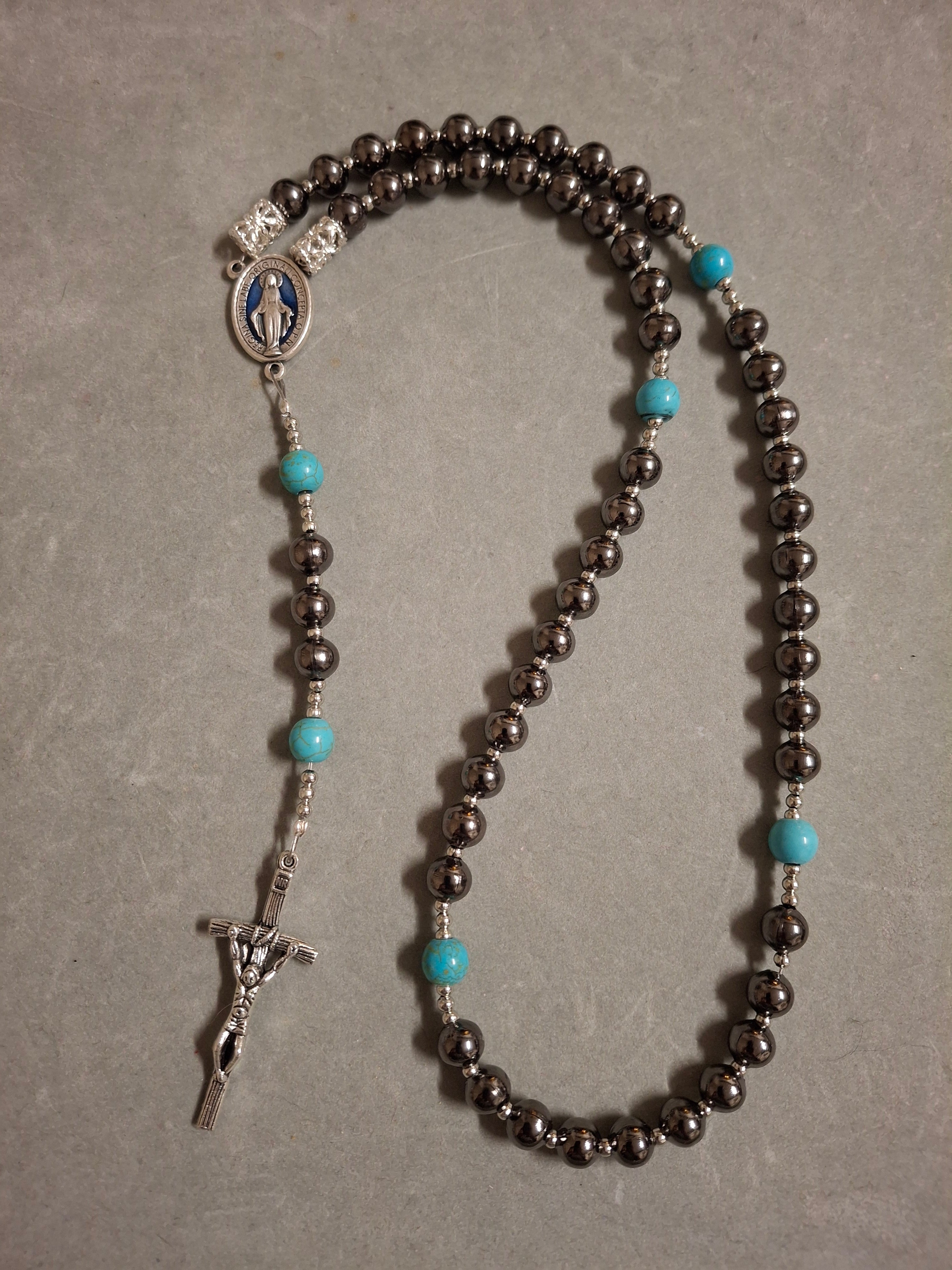 Teal and Black Rosary