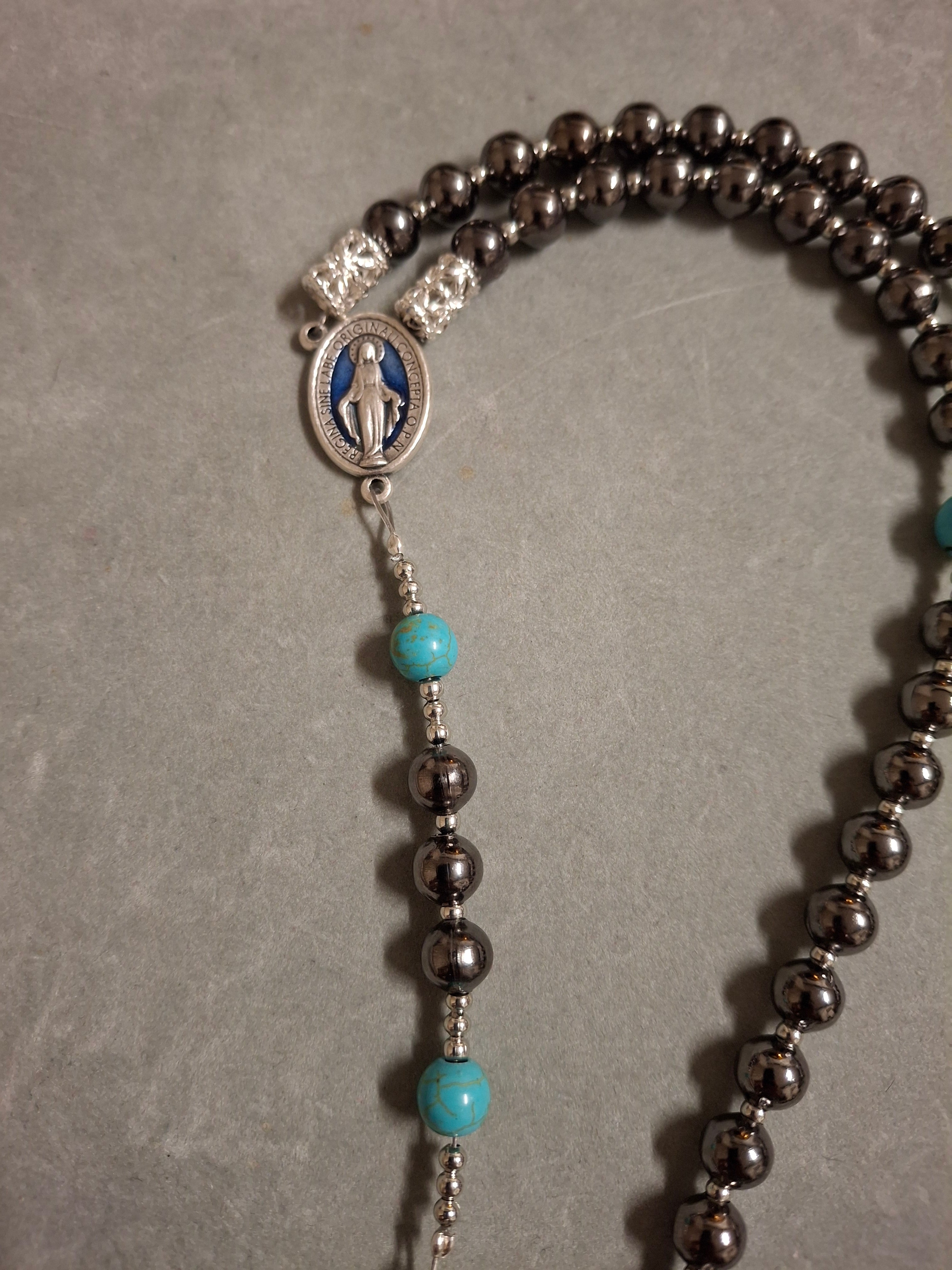 Teal and Black Rosary