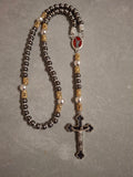 Black and Silver Rosary with St. Michael the Archangel Centerpiece