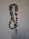 Red and Silver with St. Michael Centerpiece Rosary