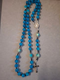 Blue and Blue Green Glass bead Rosary