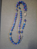Multicolored blue, pink and purple bead Rosary